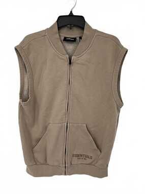 Essentials Fear of God Zip Up Sweater | Cotton-Poly Knit | S, Cream